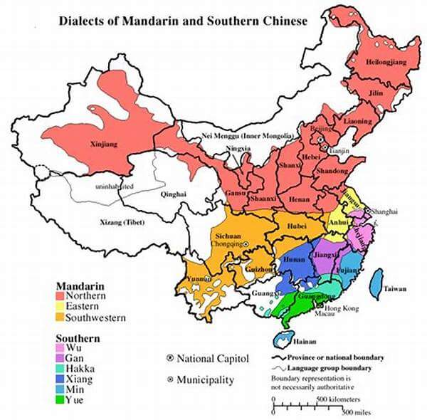 Shanghai Language - Map of Dialects in China including Shanghainese