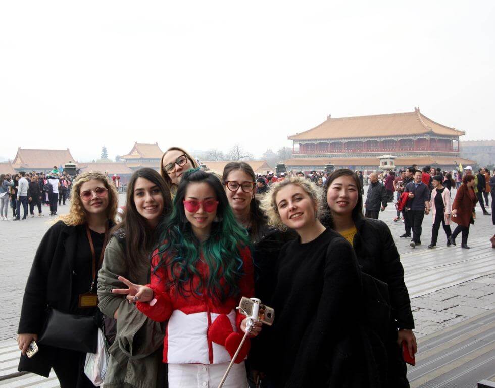 Italian students outside the forbidden city in Beijing, 2018