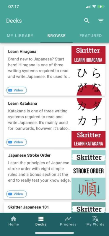 Skritter - Japanese Decks