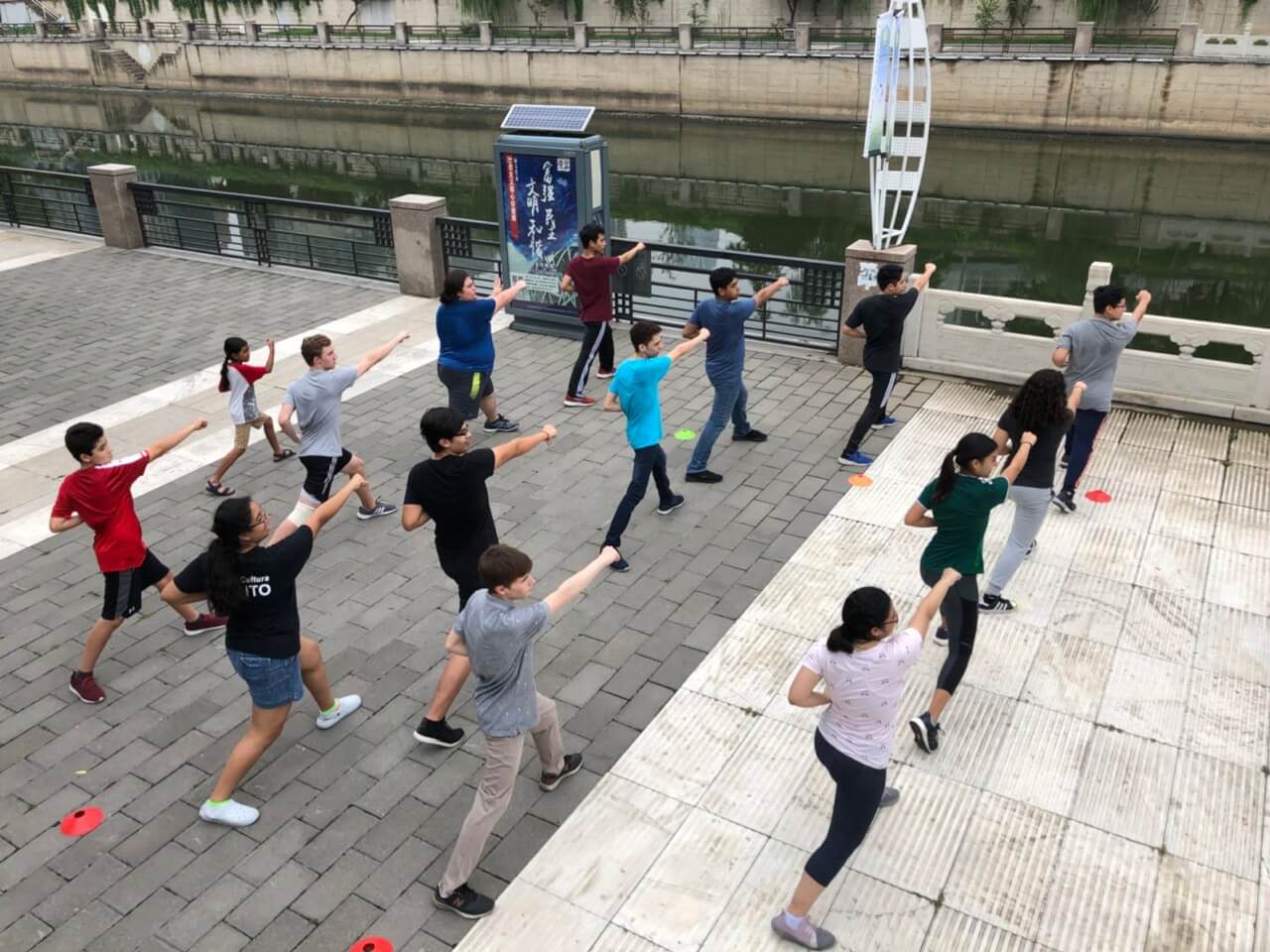 Mexican students practicing taiqi in Beijing, China