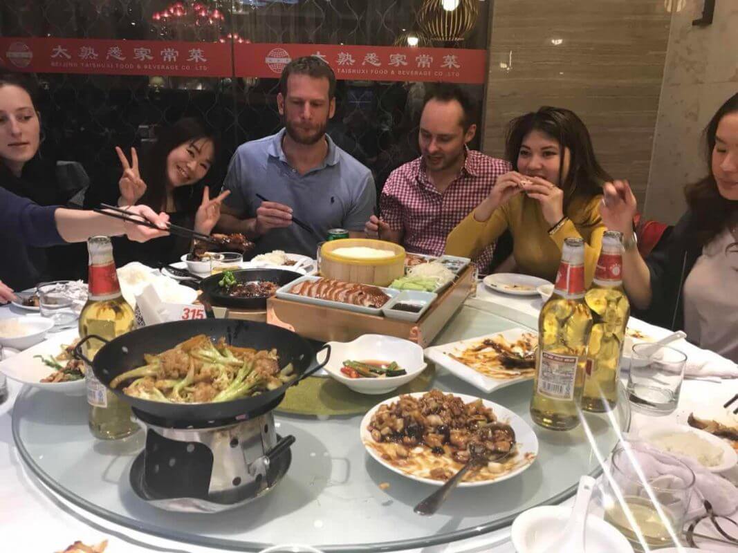 Students getting together for Roast Duck